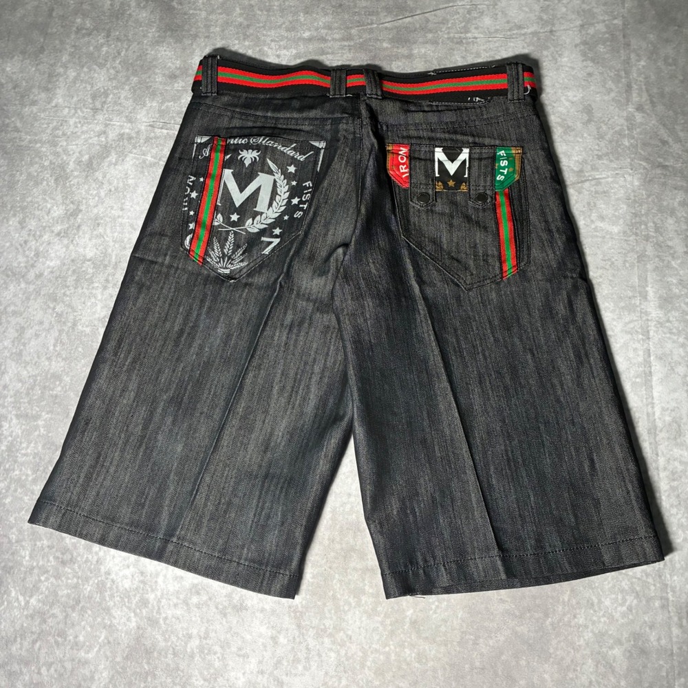 Y2K Most Official Seven Mens Black Denim Shorts Iron Fists Baggy Sz 38
Like new